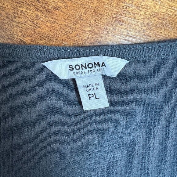 Sonoma Bouse Top Womens PL Petite Large Gray Long‎ Sleeve Boho Flowy Peasant - Picture 7 of 9